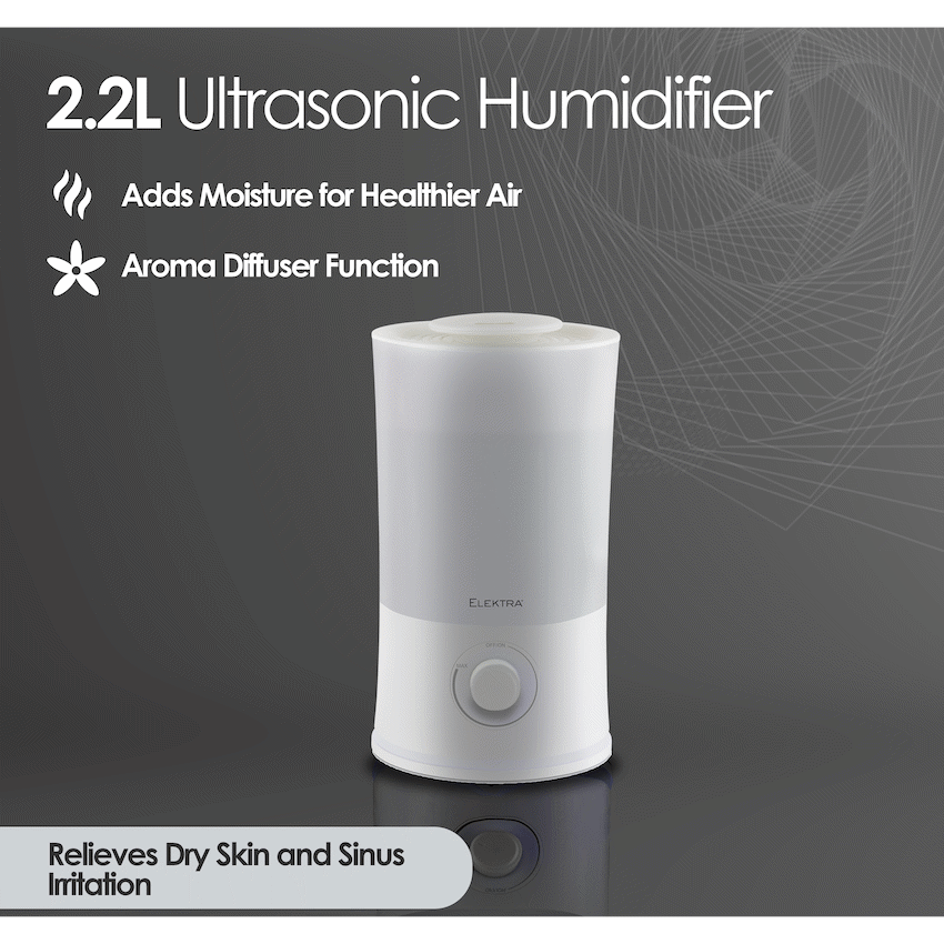 Elektra 2.2L Ultrasonic Humidifier - White - Guards On Duty Shop & Security Guards