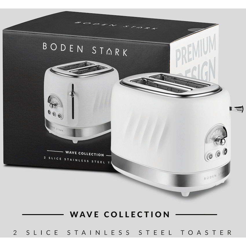 Boden Stark 2-Slice Stainless Steel Toaster - White - Guards On Duty Shop & Security Guards