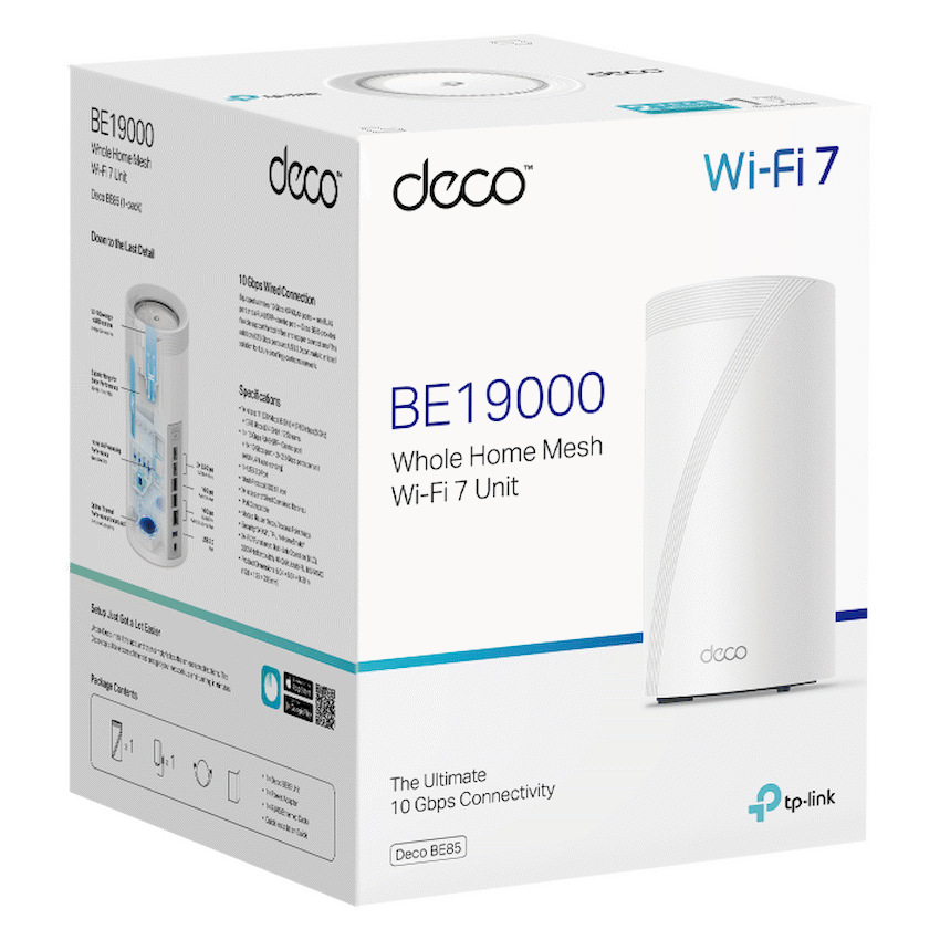Deco BE85 (1-Pack) BE19000 Tri-Band Whole Home Mesh Wi-Fi 7 System