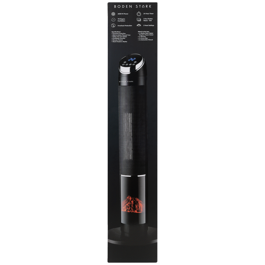Boden Stark Digital Fireplace Tower Heater