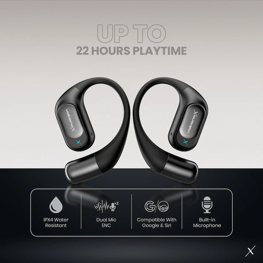 VolkanoX O300 Air Conduction OWS Earphones - Black