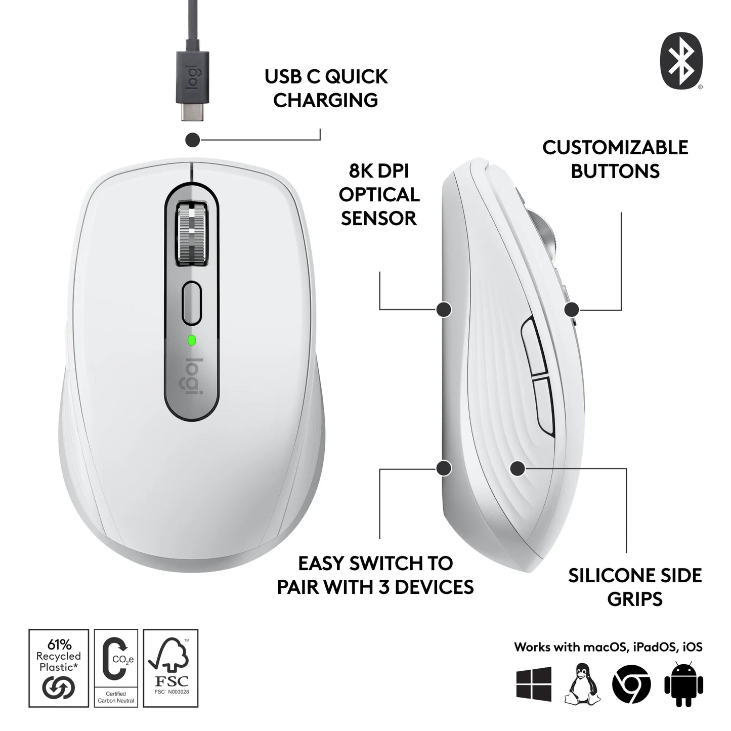 Logitech(R) MX Anywhere 3S Bluetooth Mouse - Pale Grey - Guards On Duty Shop & Security Guards