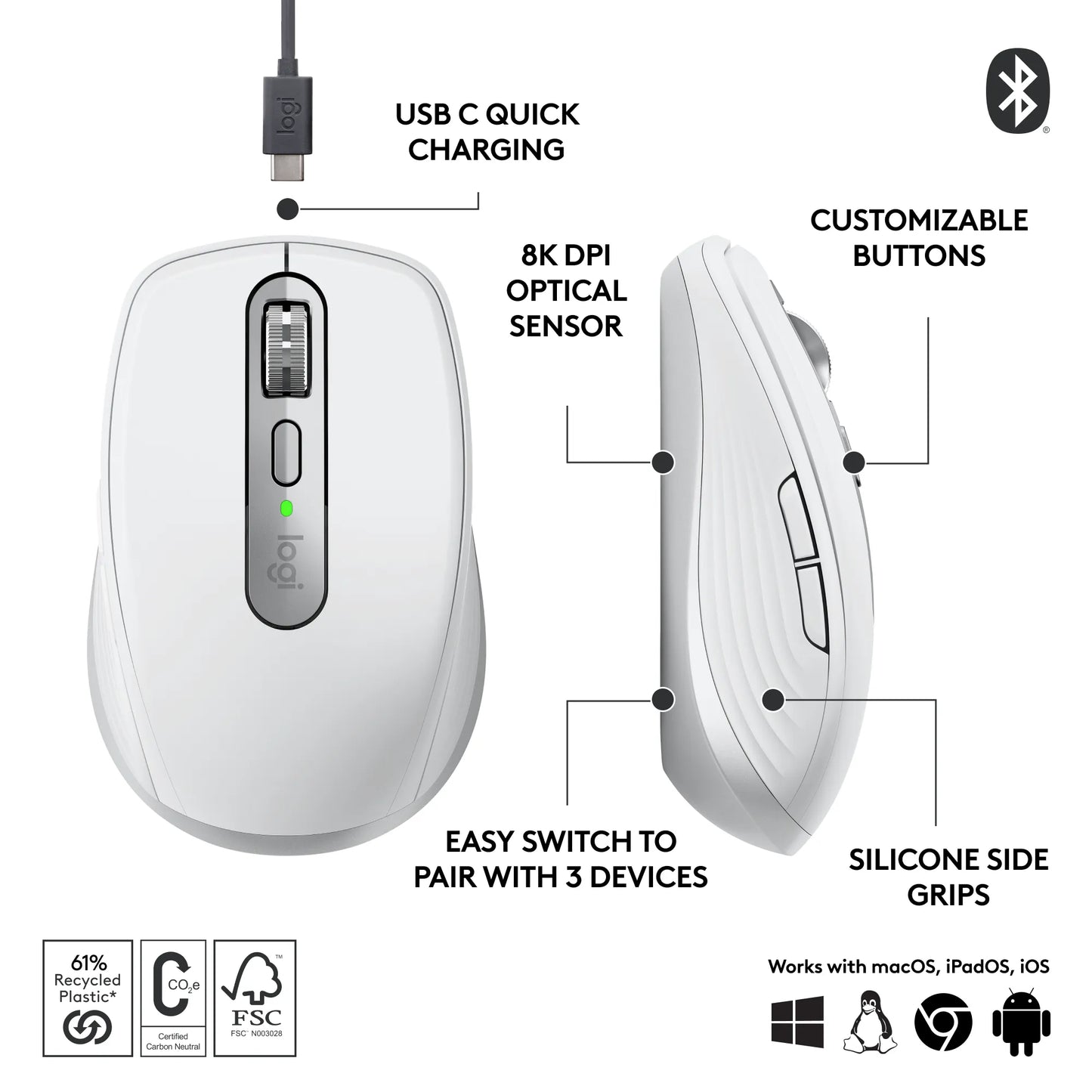 Logitech(R) MX Anywhere 3S Bluetooth Mouse - Pale Grey - Guards On Duty Shop & Security Guards