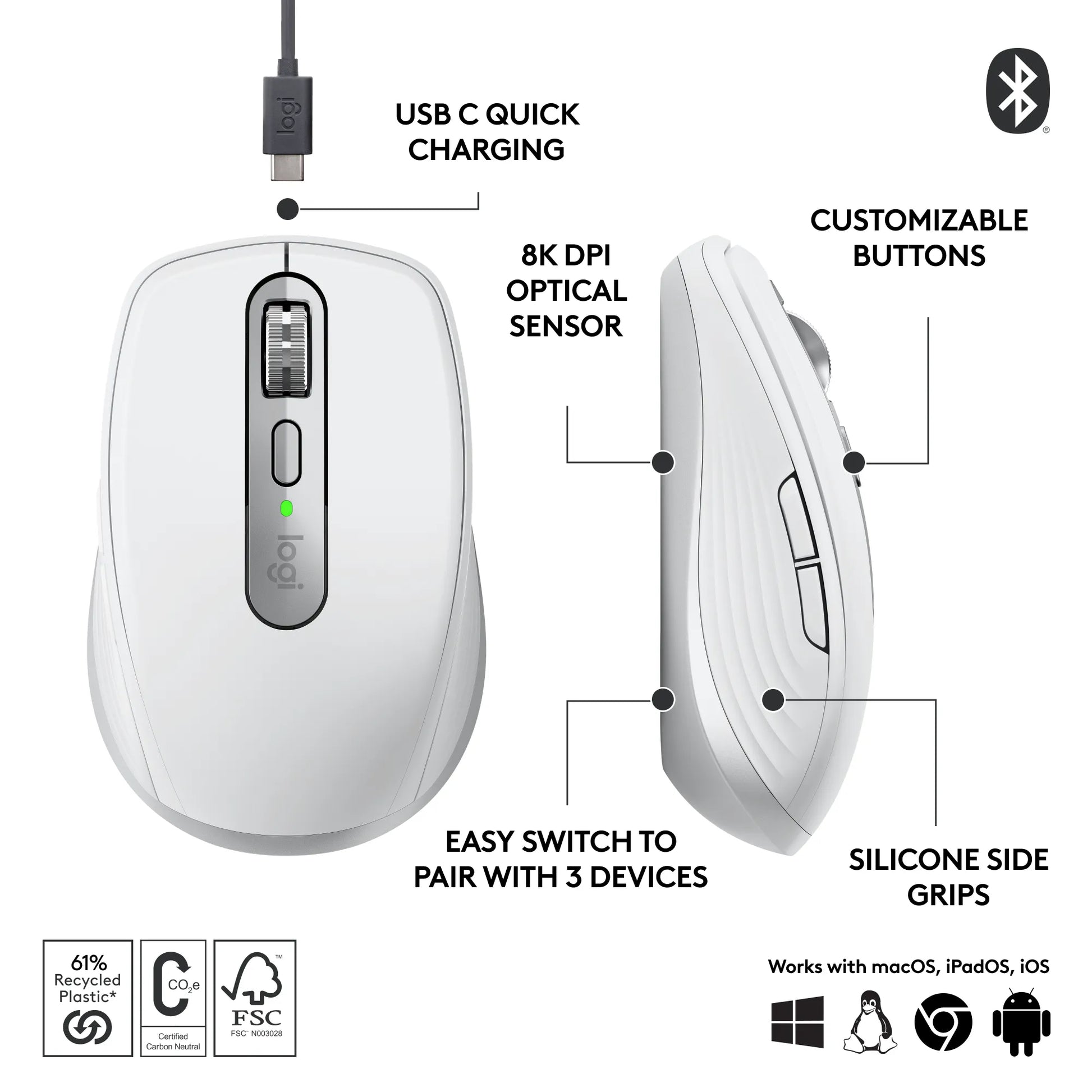 Logitech(R) MX Anywhere 3S Bluetooth Mouse - Pale Grey - Guards On Duty Shop & Security Guards