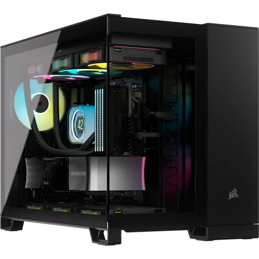 iCUE 2500X Micro ATX Black Dual Chamber PC Case; 2x 2.5'' Drive Bays; 2x 3.5''; Up to 360mm Radiator compatible