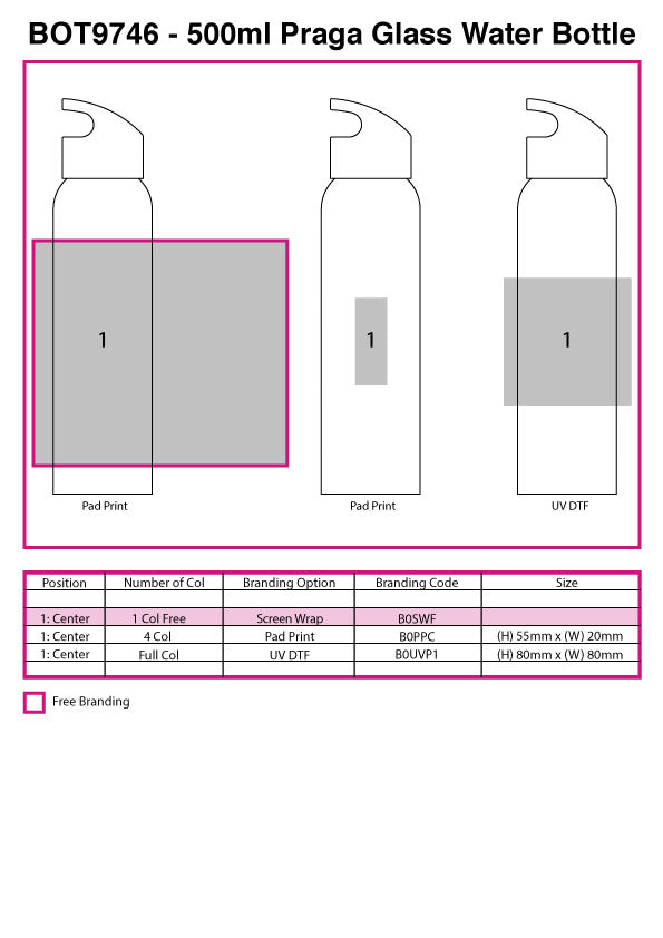 500ml Praga Glass Water Bottle