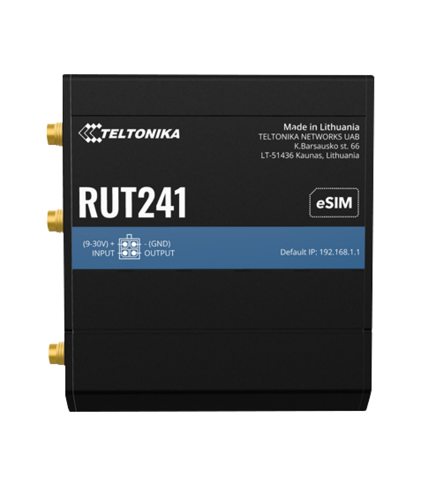 Teltonika RUT241 E-SIM LTE Cat 4 Industrial Router, Wi-FI 4, 1 x WAN(100Mbps), 1 x LAN(100Mbps)