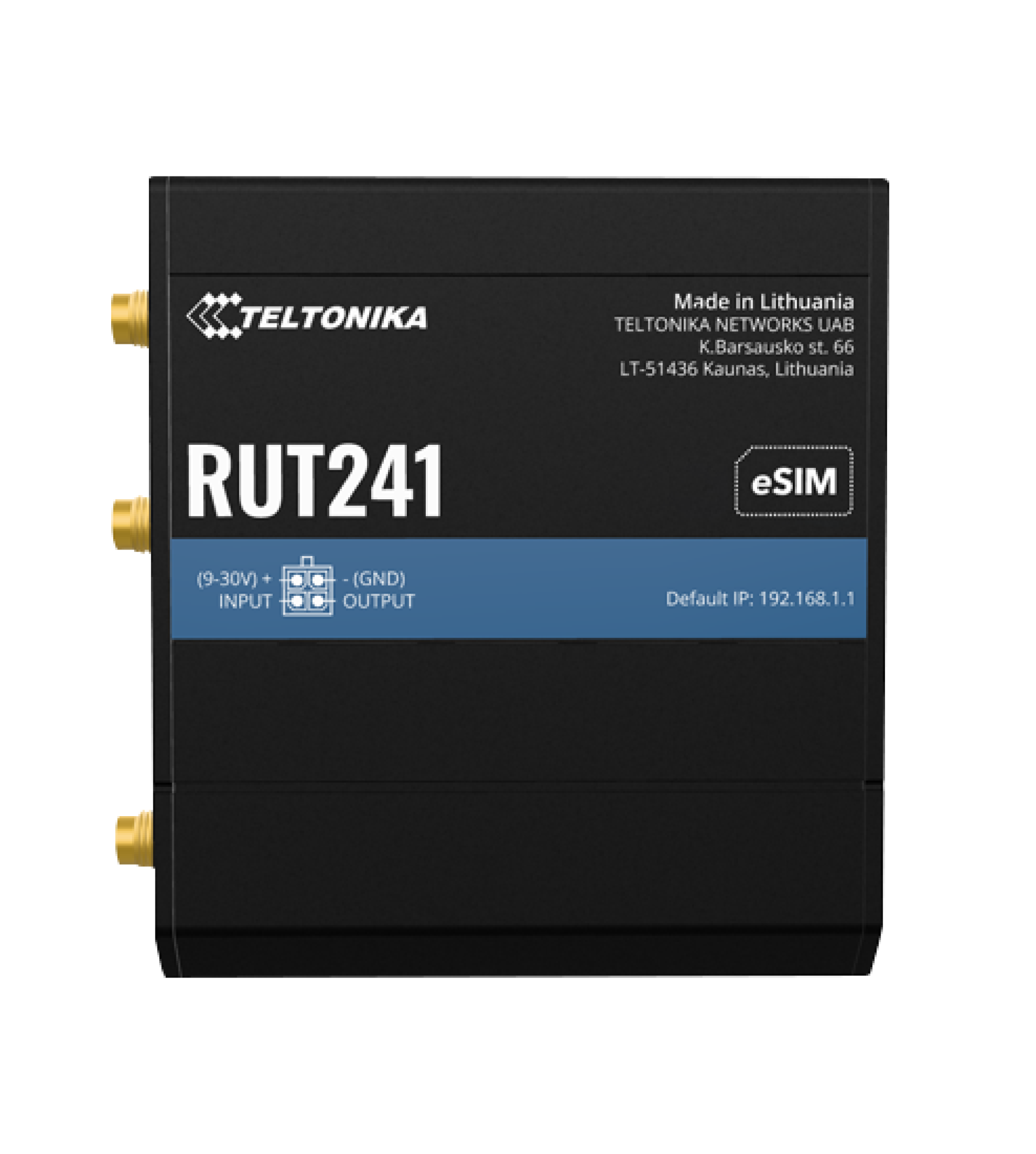Teltonika RUT241 E-SIM LTE Cat 4 Industrial Router, Wi-FI 4, 1 x WAN(100Mbps), 1 x LAN(100Mbps)
