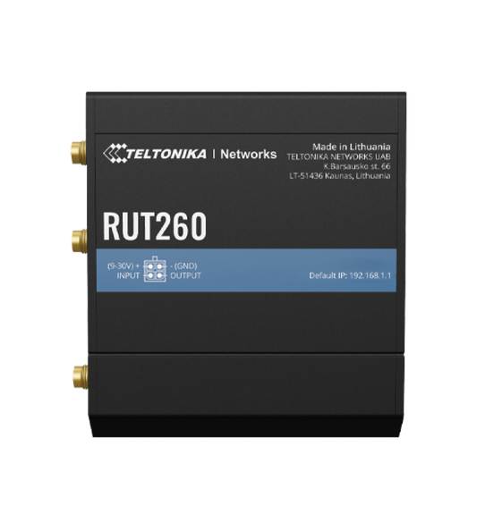 Teltonika RUT260 4G LTE Cat 6 Router, Wi-FI 4, 1 x WAN(100Mbps), 1 x LAN(100Mbps)
