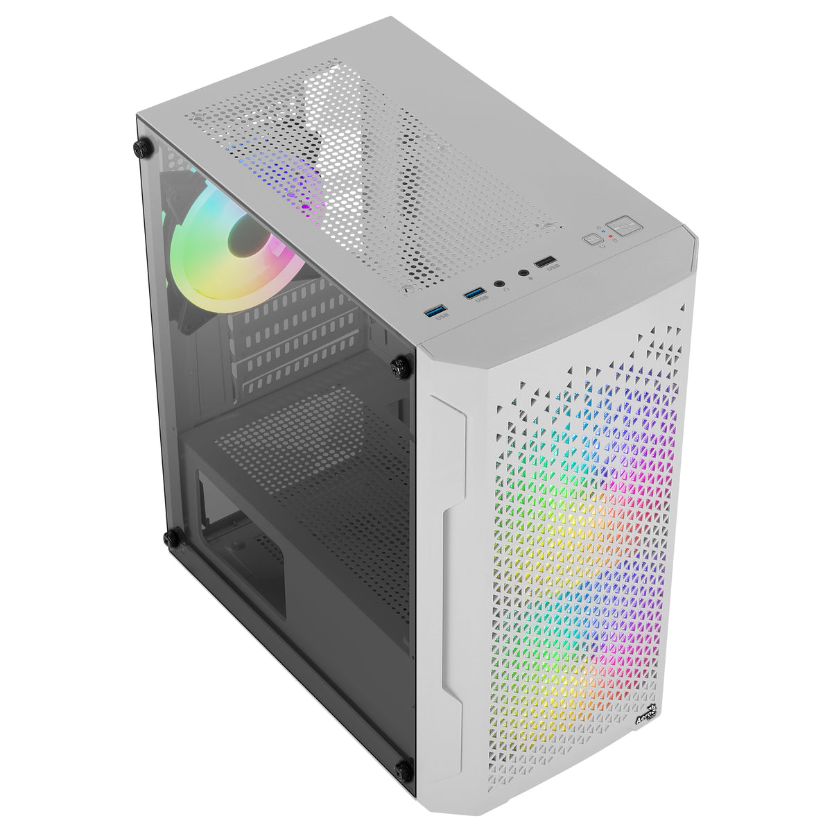 Aerocool Trinity Mini White tower case - 2x 140mm and 1x 120mm RGB included - Micro ATX - 2x3.5'' or 3x 2.5'' - 240mm radiator