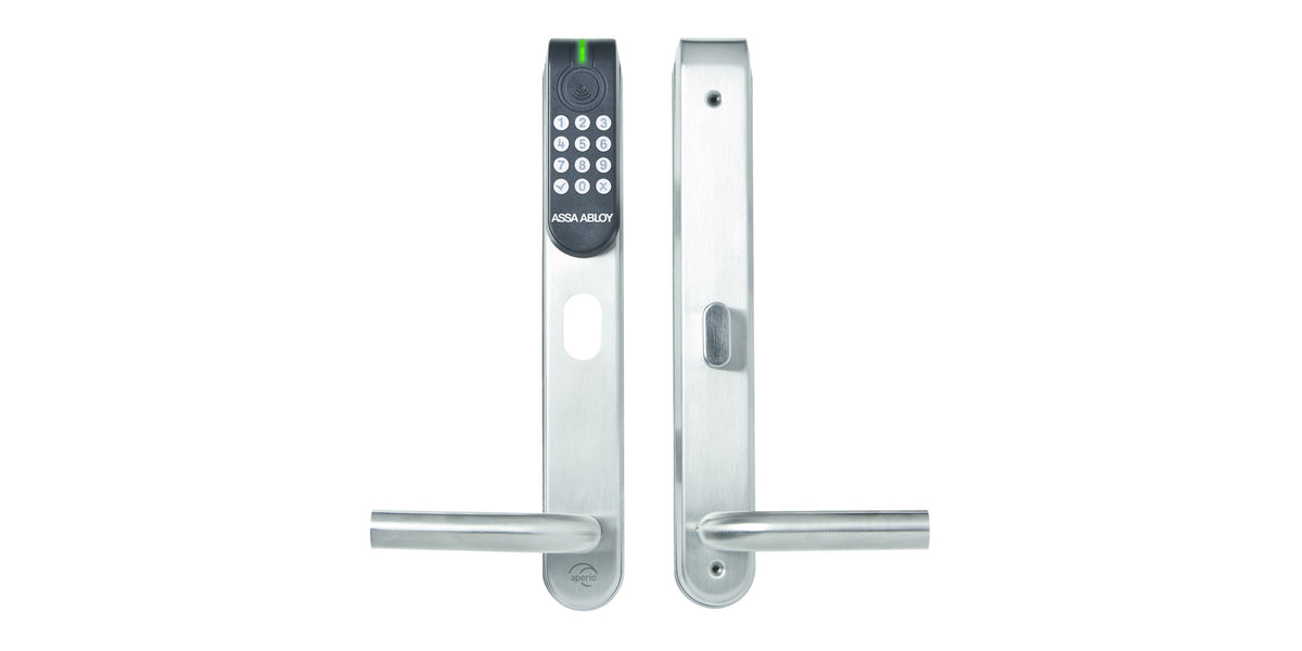 ASSA ABLOY Aperio E100, Without ComHub, Euro Profile, 40-50 mm, High Frequency Reader Only, 8mm Spindle, 85mm Centre, U Shape handle