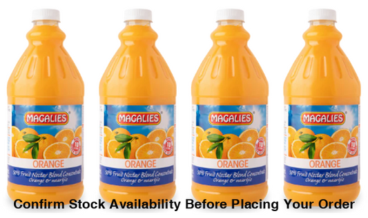 4 x MAGALIES 2 liter Orange 50% Concentrate (Sold 4 X 2L Per Case) Magalies Nectar Juice