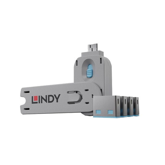 Lindy Usb Port Blockers - Pack of 4 Blue (40452) — Lindy | Guards on Duty Shop