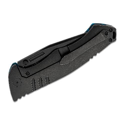 BESTECH Black and Blue Keen II Damascus Folding Knife - BT2301D