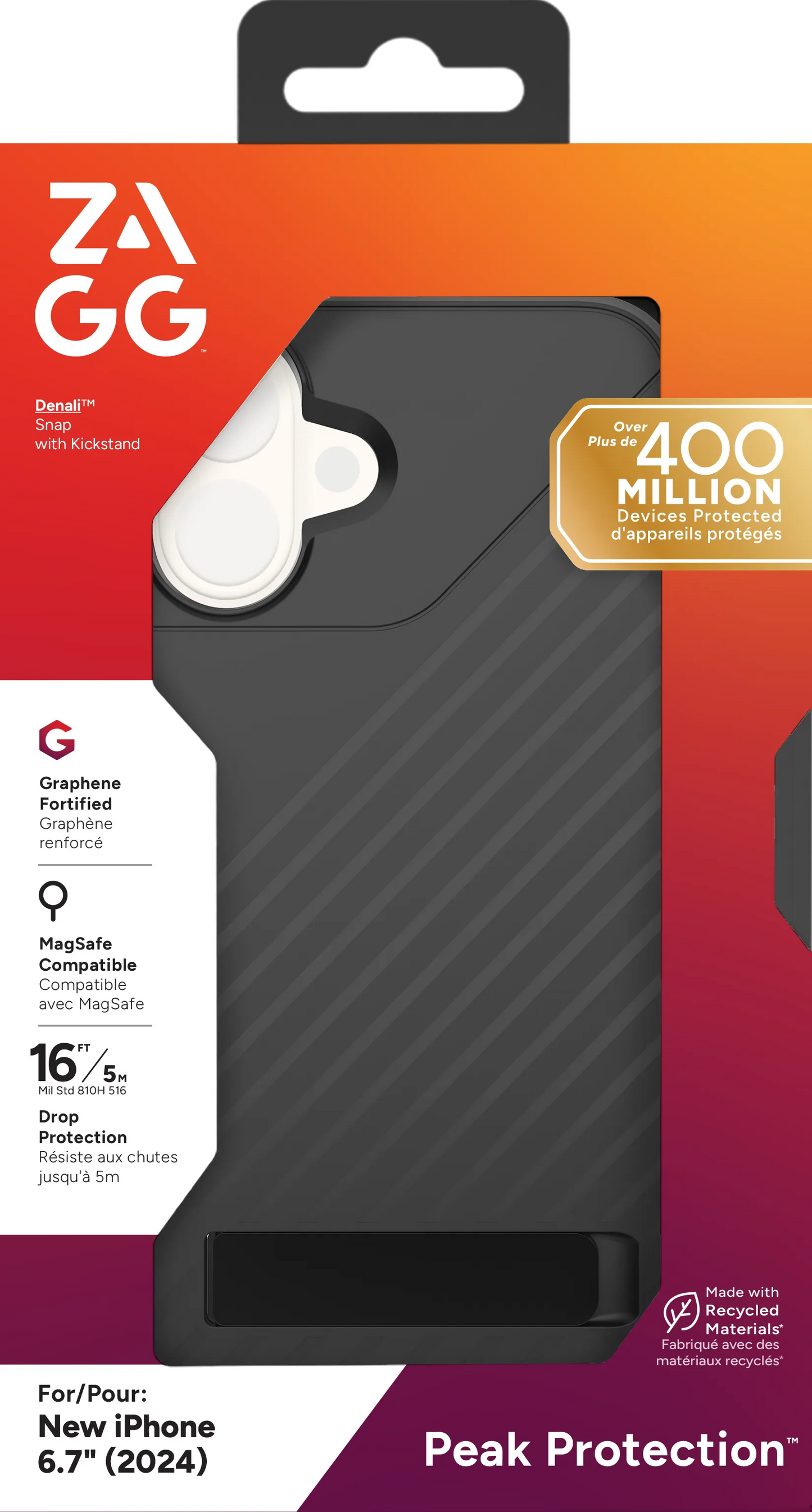 ZAGG Cases Denali Snap KS Apple iP16 Plus  Black