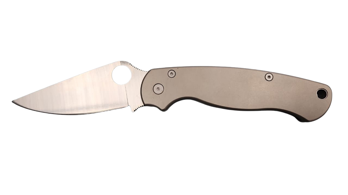 FAS7-22 Pocket Knife Folding Grey Handle, Round Hole On Blade