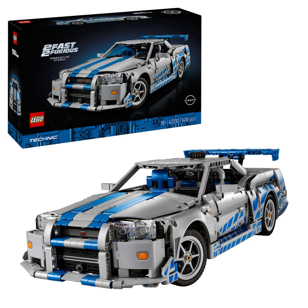 LEGO® Technic™ 2 Fast 2 Furious Nissan Skyline GT-R (R34) Car Model Kit 42210