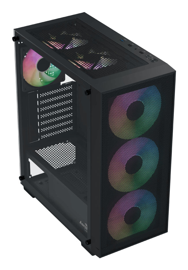 Aerocool B509A Black Mid tower case - Includes 120mm ARGB Fan x 6 - ATX - 5x 2.5'' or 3x3.5'' - 360mm Radiator.