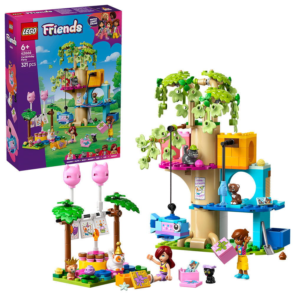 LEGO® Friends Cat Birthday Party & Tree House Building Kit Toy 42666