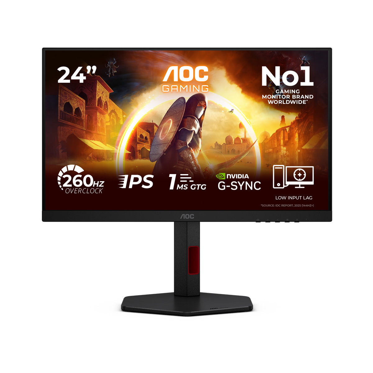 AOC Gaming Monitor 23.8”W;IPS FHD; 240Hz->260Hz (HDMI/DP) OC 260Hz; 2H1DP; EP; HDR 10;300nits; HAS