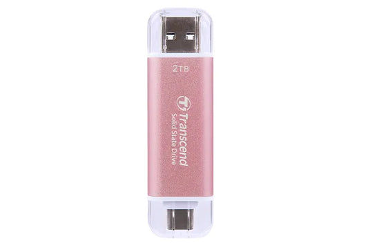TRANSCEND 2 TB ESD310P USB3.2 TYPE A & C (USB 10Gbps) OTG COMPACT PORTABLE SSD  - Read 1050MB/s Write 950 MB/s - Pink
