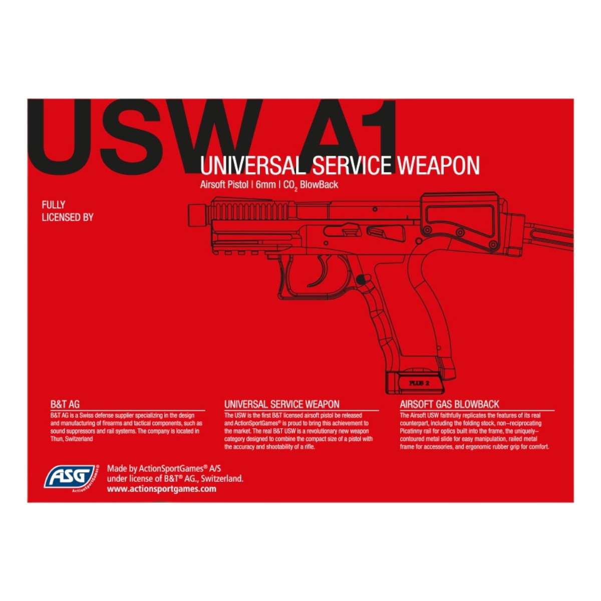 ASG BT USW A1 6MM CO2 Blowback Airsoft Pistol - 19125