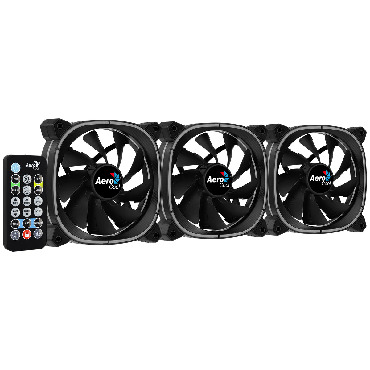 Aerocool Astro 12 Pro - Black - 12CM ARGB FANS x 3 | H66F HUB x 1 | REMOTE CONTROL x 1