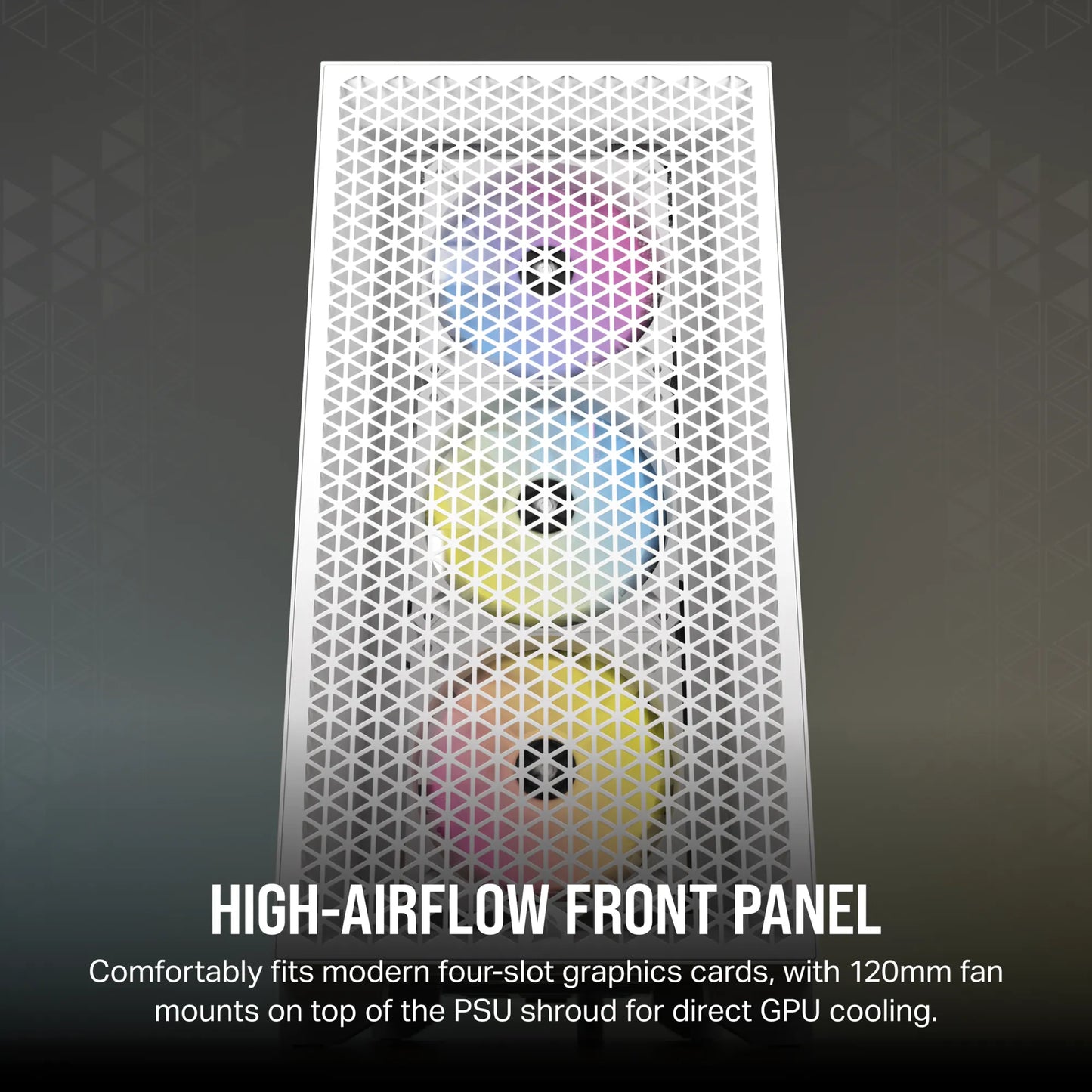 3000D RGB AIRFLOW White Mid-Tower PC Case; 2x 3.5'' |  2x 2.5'' Drive Bays; Up to 360mm Radiator compatible; 3x 120mm fan incl