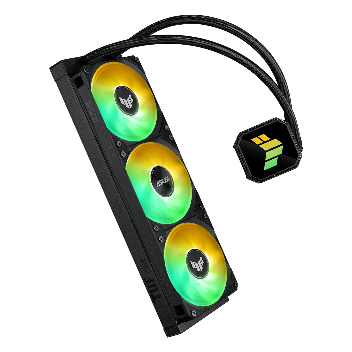 ASUS Cooler WB dimen:80.9x77x67.1 mm. Block Material :Copper. Radiator Dimens:397x120x27mm. Intel:1851;1700;1200/ AMD: AM4/5