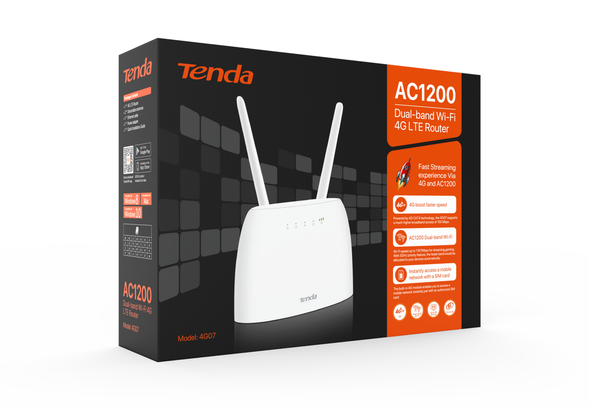 Tenda AC1200 Dual-Band Wi-Fi 4G LTE Router (TND-4G07)