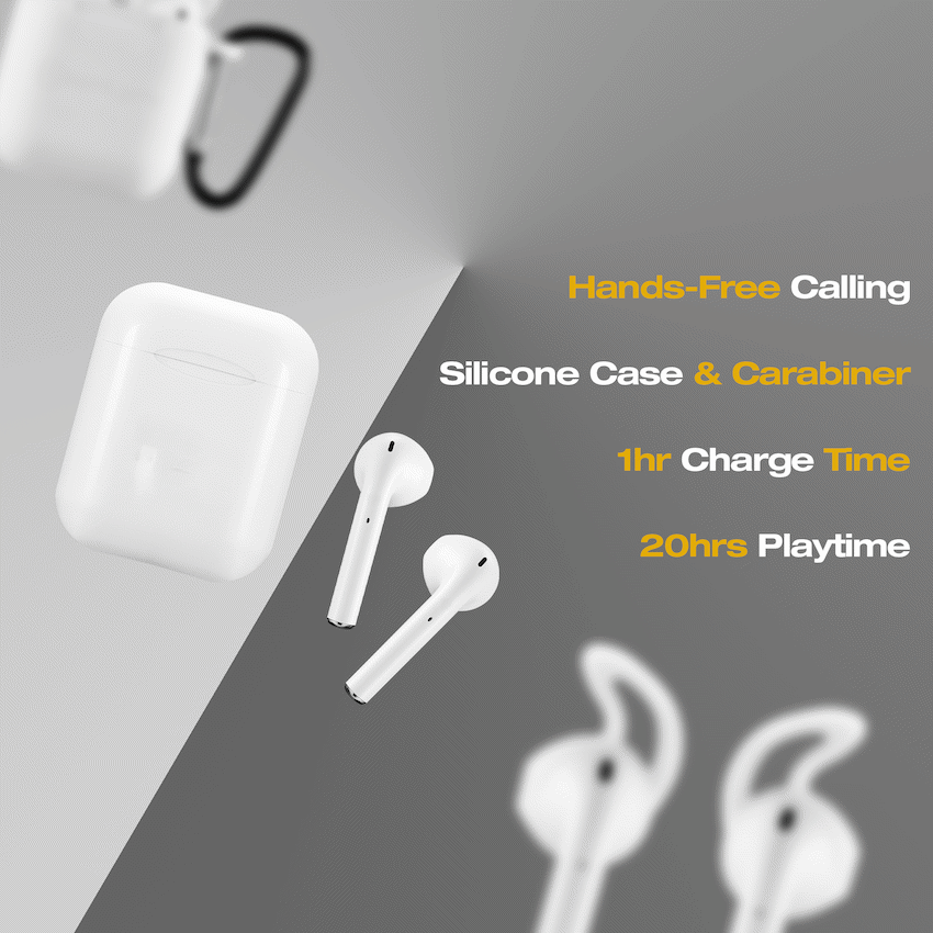 Amplify Buds Series True Wireless Earphones with Silicone Accessories - White - Guards On Duty Shop & Security Guards