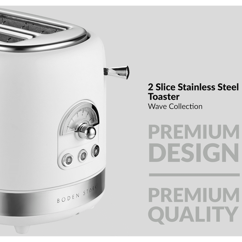 Boden Stark 2-Slice Stainless Steel Toaster - White - Guards On Duty Shop & Security Guards