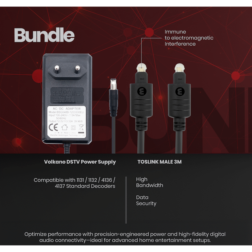 Volkano Power Supply and 3m Toslink Cable Bundle