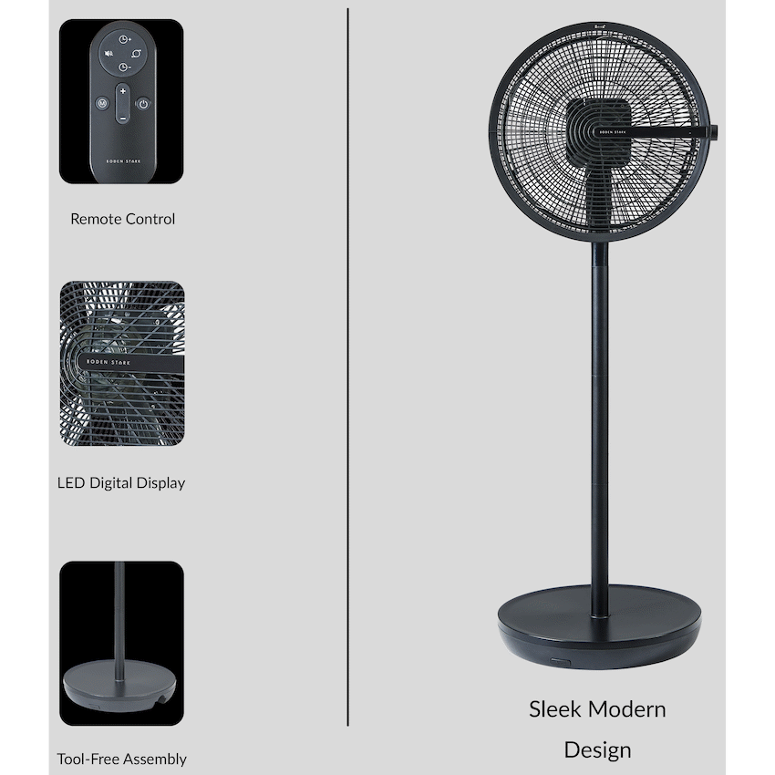 Boden Stark LED Display Stand Fan - Black - Guards On Duty Shop & Security Guards