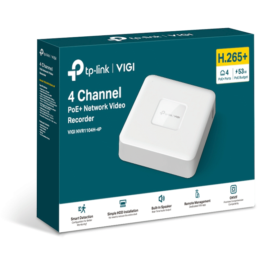 VIGI TP-Link Vigi NVR1104H-4P 4 Channel PoE Network Video Recorder