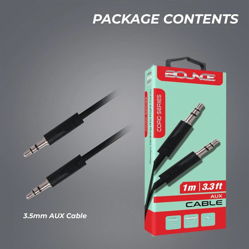 Bounce Cord Series AUX Cable - Black - Guards On Duty Shop & Security Guards