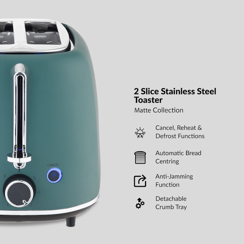 Boden Stark Matte Stainless Steel Toaster - Green - Guards On Duty Shop & Security Guards