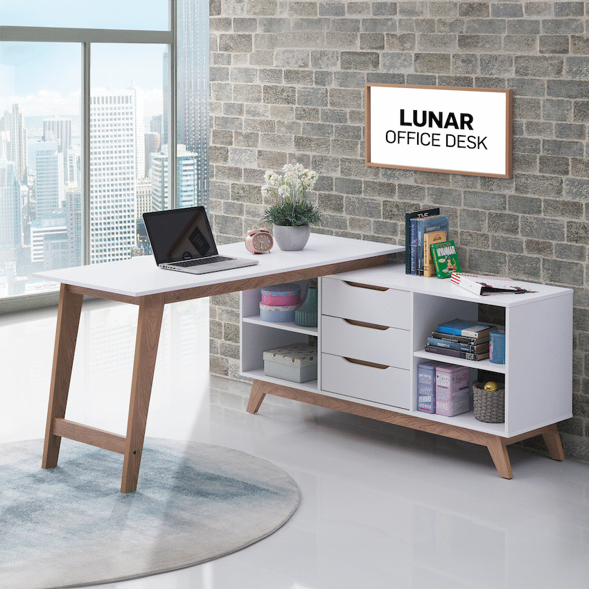 Everfurn Lunar Office Desk - 2 Boxes
