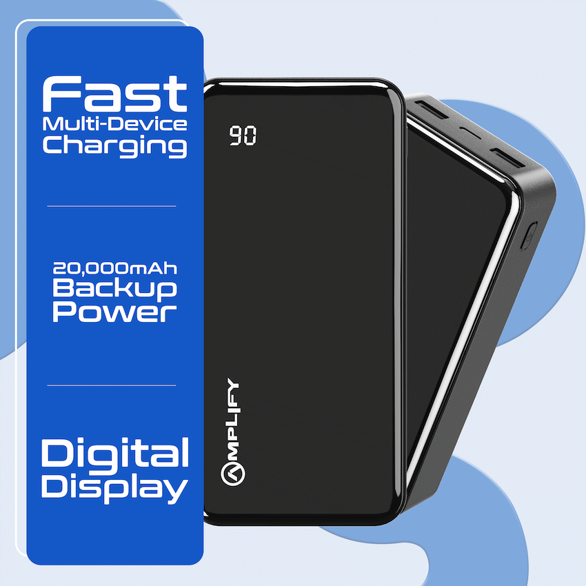 Amplify Spark 2 Series 20 000 mAh Power Bank - Black - Guards On Duty Shop & Security Guards