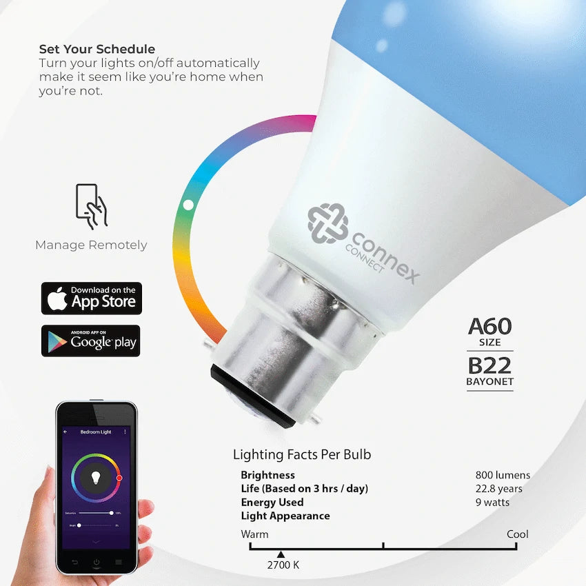 Smart Wi-Fi Bulb 6w LED RGB White - Bayonet - Guards On Duty Shop & Security Guards