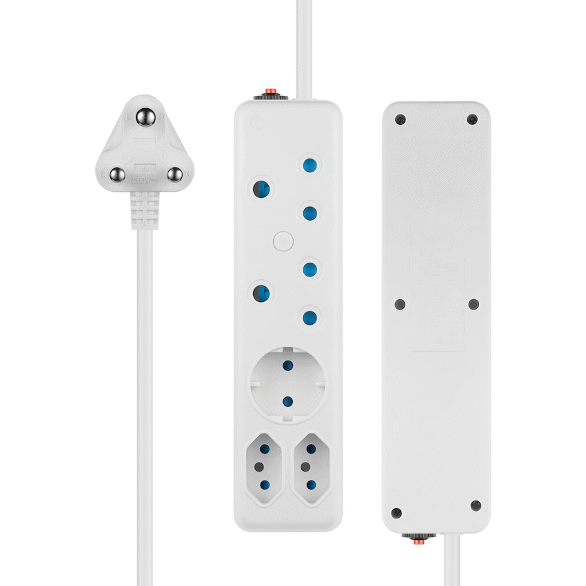 SWITCHED 5 Way Multiplug - White