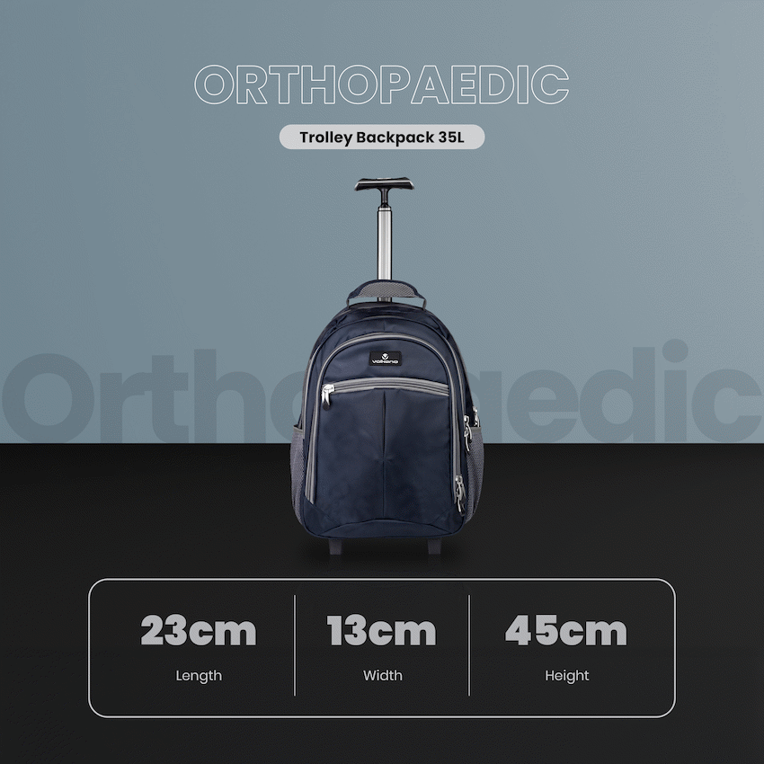 Volkano Orthopaedic Trolley Backpack 35l - Navy/Grey