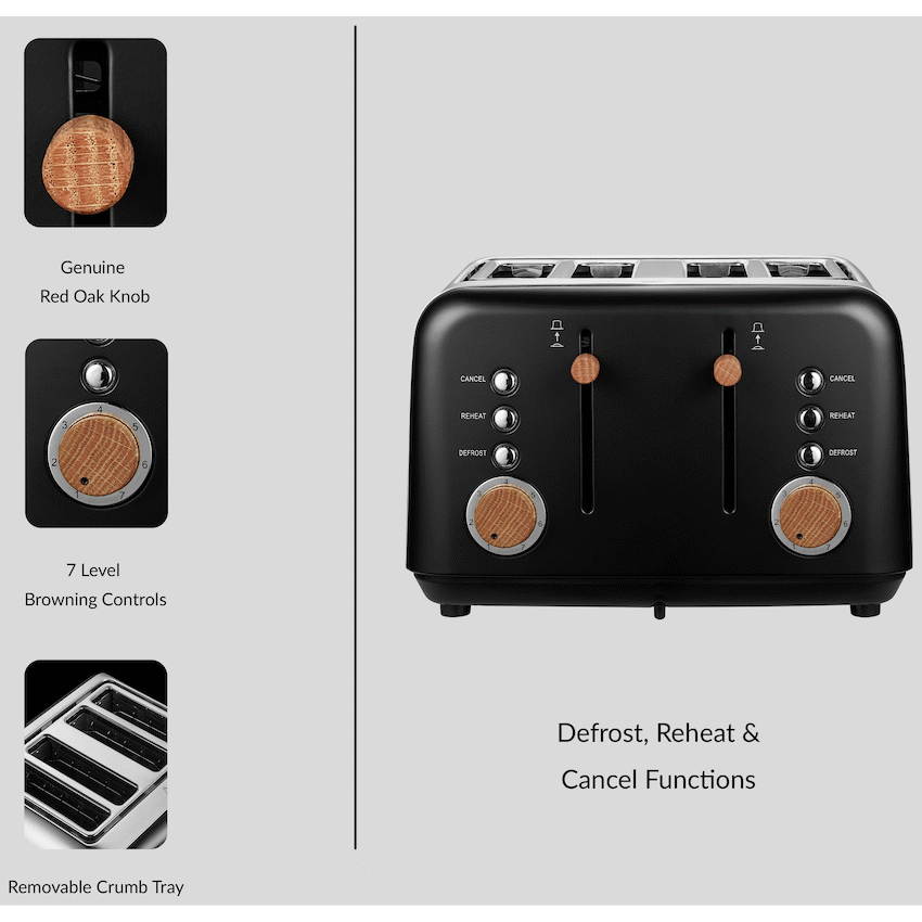 Boden Stark Anson Collection 4-Slice Stainless Steel Toaster - Black