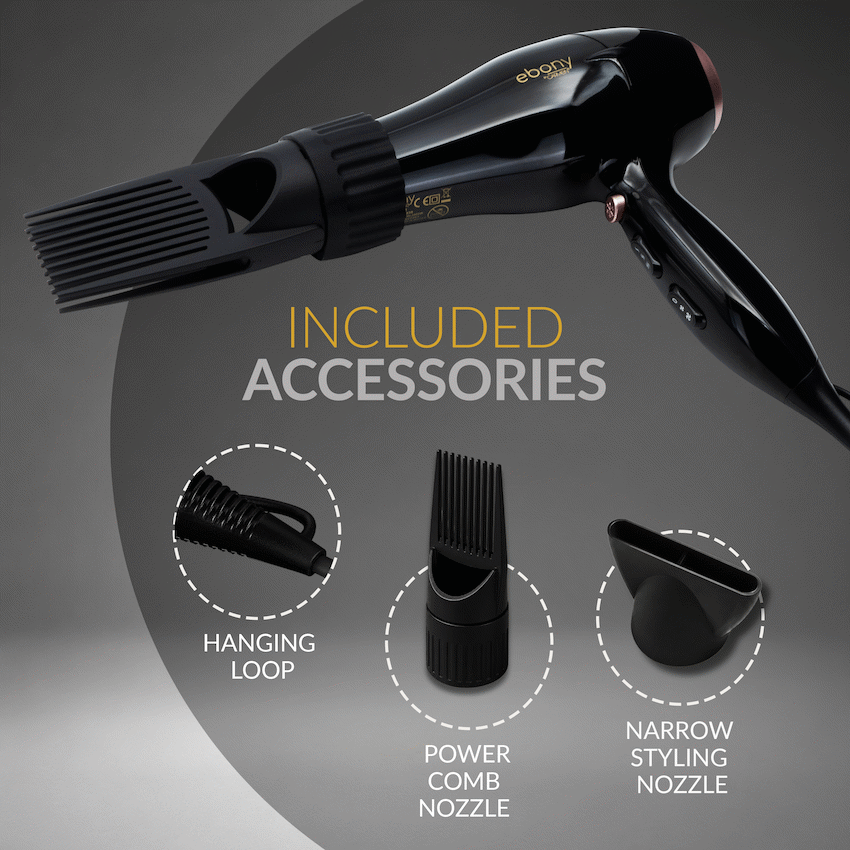 Elektra Ebony Power Comb Hairdryer