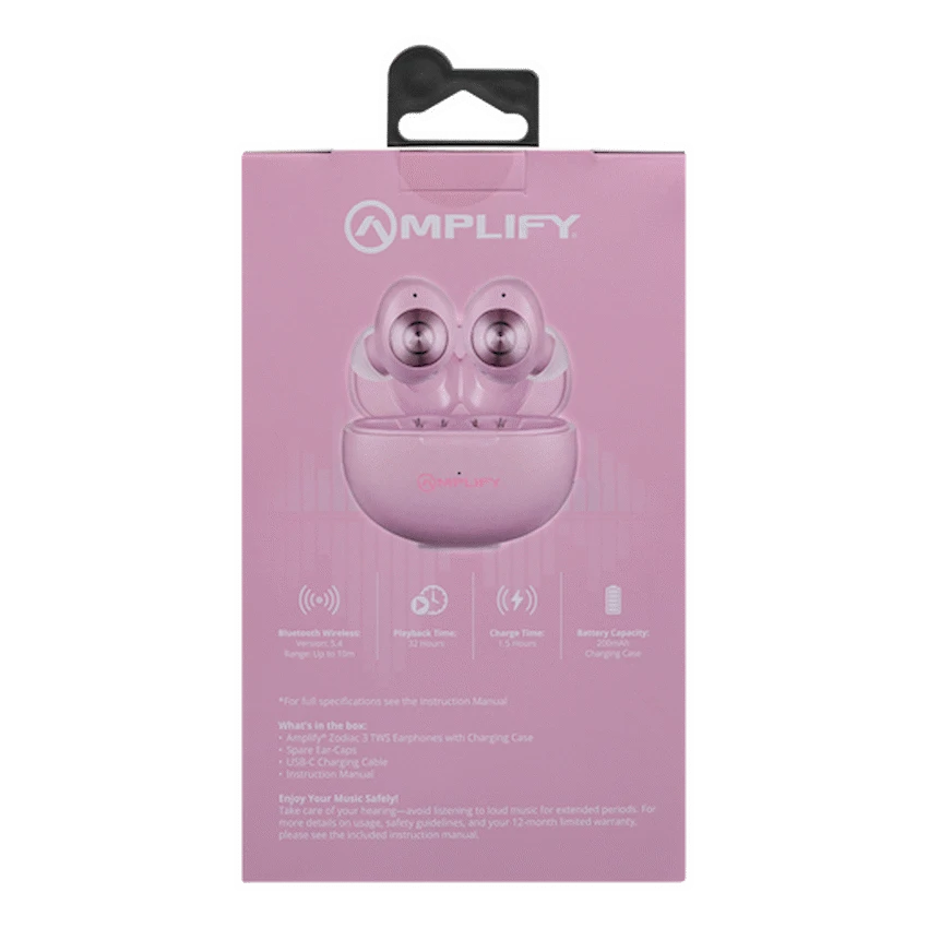 Amplify Zodiac 3 True Wireless Earphones - Pink - Guards On Duty Shop & Security Guards