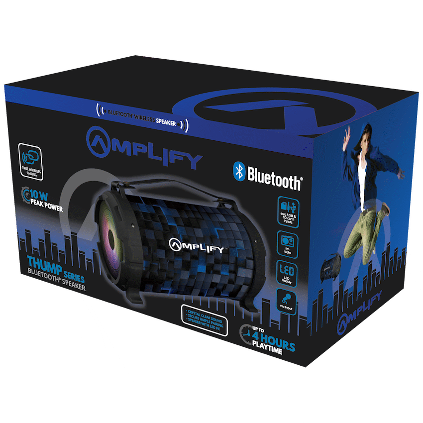 Amplify Thump Series Bluetooth Speaker -Black/Blue - Guards On Duty Shop & Security Guards