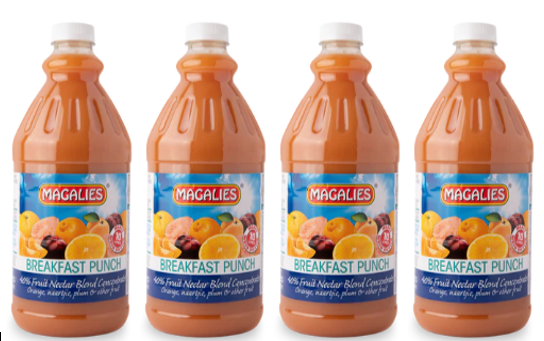 4 x MAGALIES 2 liter Fruit Cocktail 40% Concentrate (Sold 4 X 2L Per Case) Magalies Nectar Juice