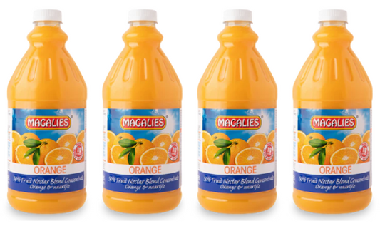 4 x MAGALIES 2 liter Orange 50% Concentrate (Sold 4 X 2L Per Case) Magalies Nectar Juice