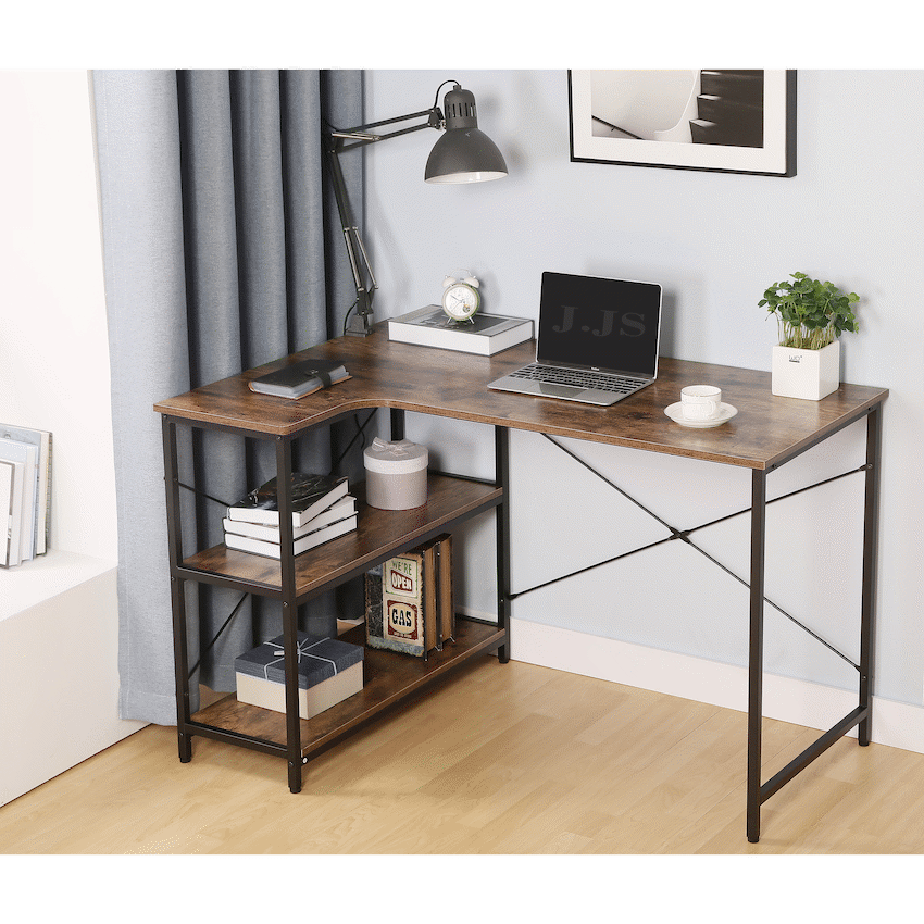 Everfurn Anthony L-Shaped Corner Work Desk - Steel Frame - Guards On Duty Shop & Security Guards