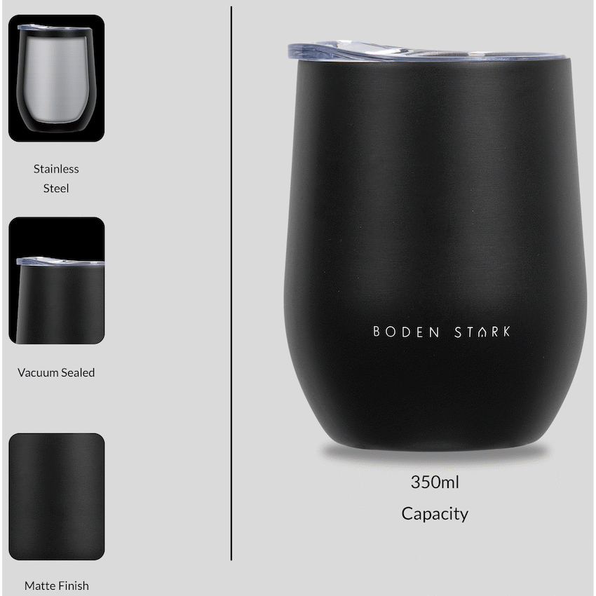 Boden Stark Tumbler 350ml - Black - Guards On Duty Shop & Security Guards